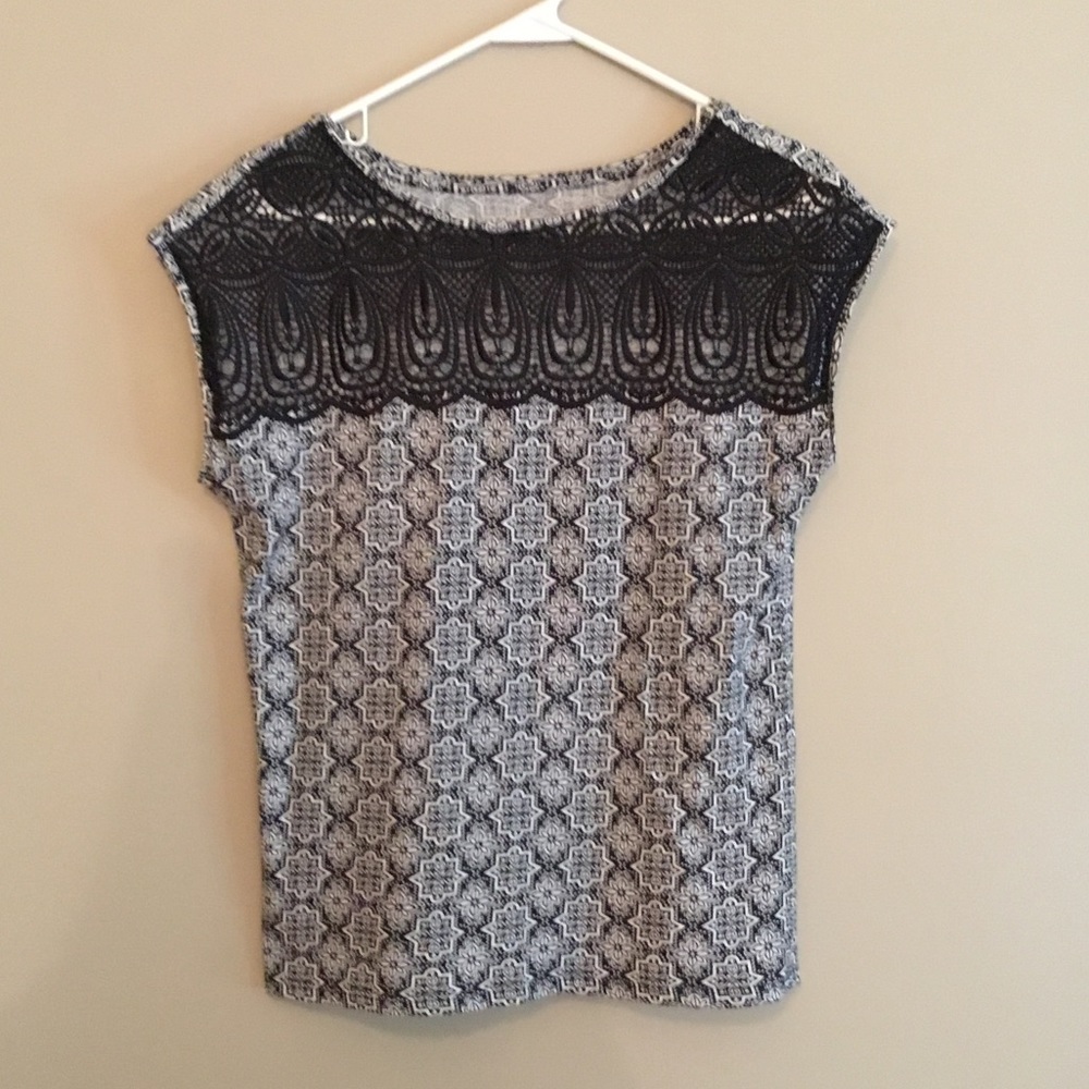 Loft Sleeveless Cotton Blue/White Top, Size S